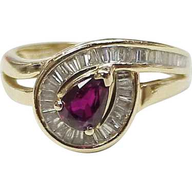 Ruby & Diamond Ring 1.10 Carats Gem Weight 14K Go… - image 1