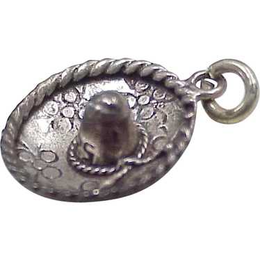 Vintage Sterling Silver Travel Charm ~ Sombrero /… - image 1