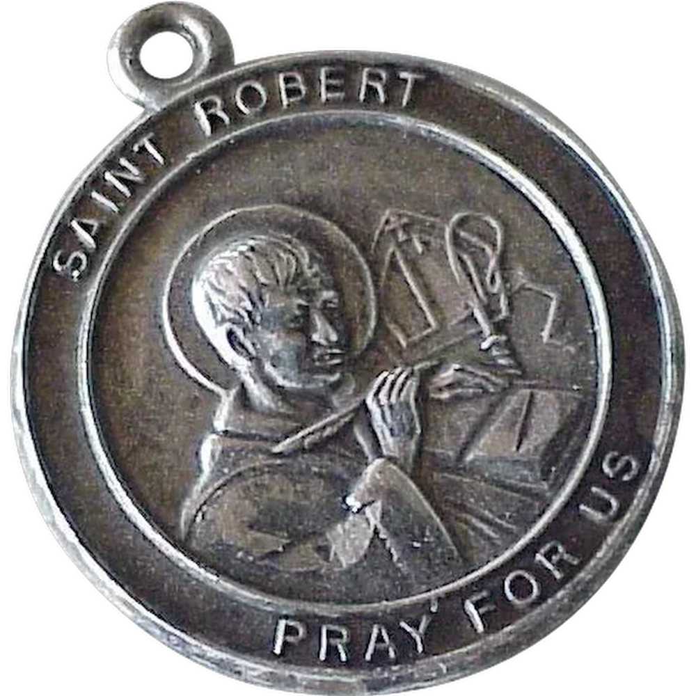 Saint Robert Medal Vintage Charm Sterling Silver - image 1