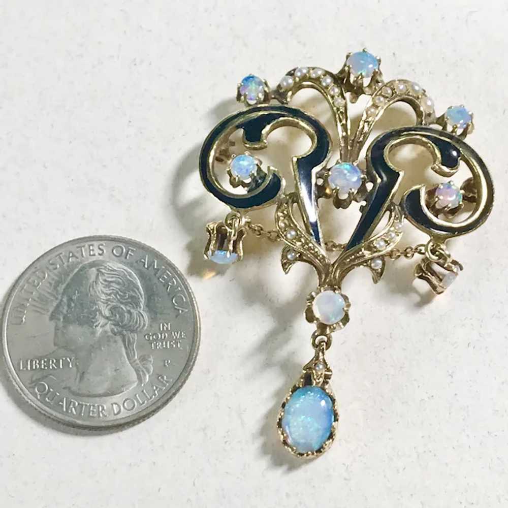 Opulent Victorian Revival Pedant 14K Gold, Opal, … - image 5