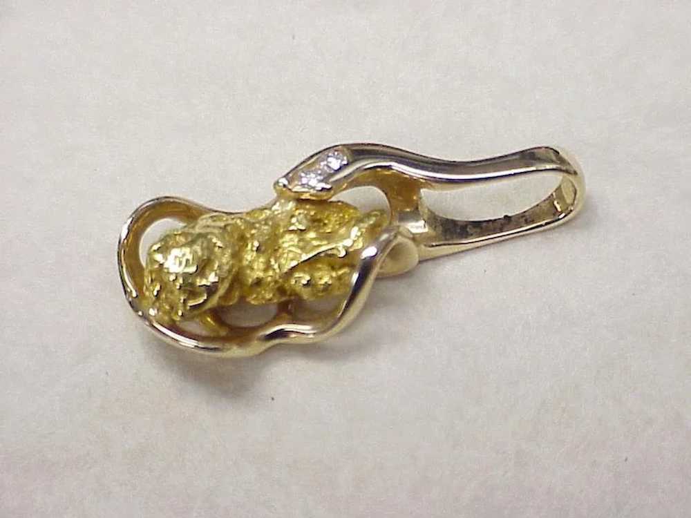 Alaskan 24K Gold Nugget Pendant Diamond Accent ci… - image 2