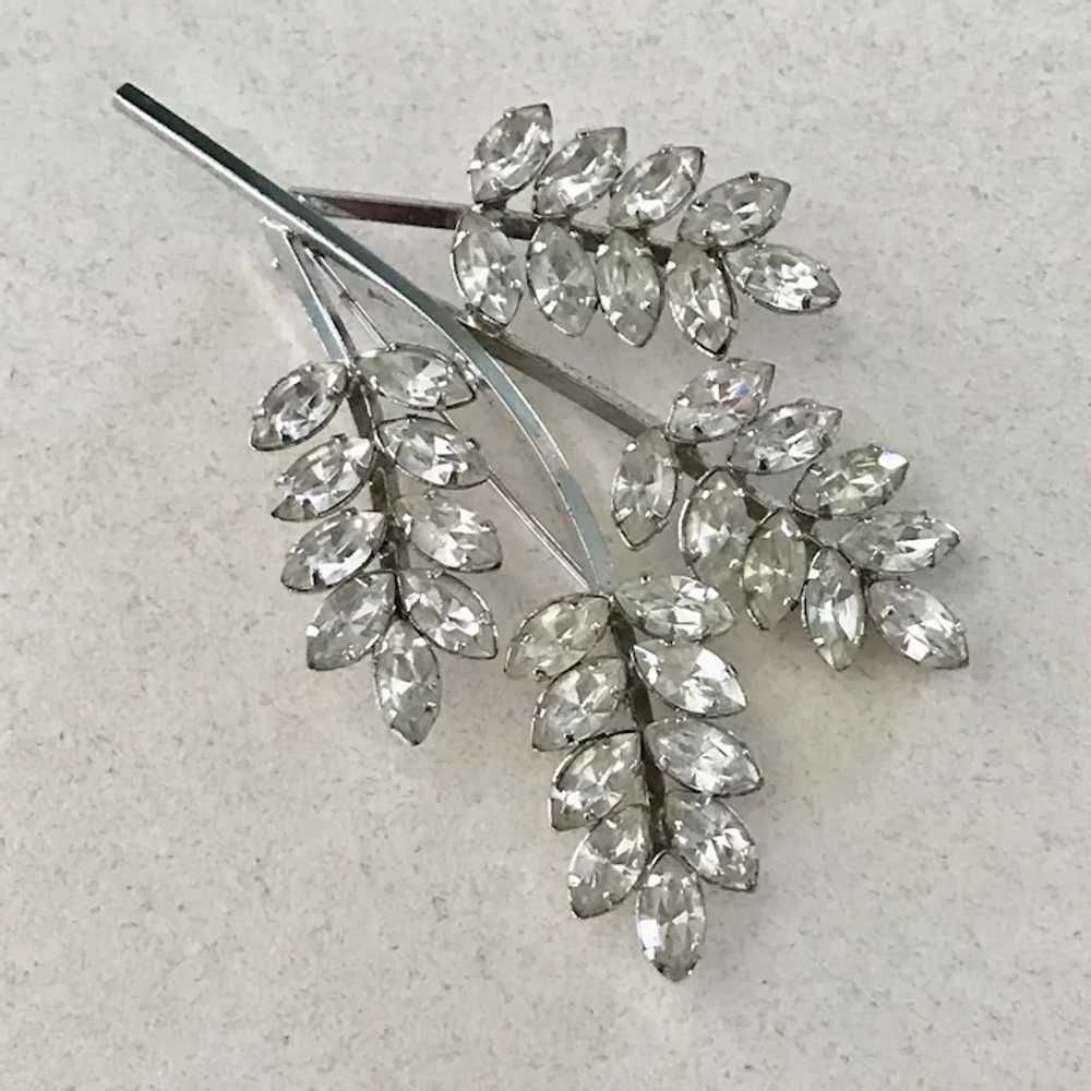 Vintage Sterling Silver Rhinestone Brooch Star-Ar… - image 2