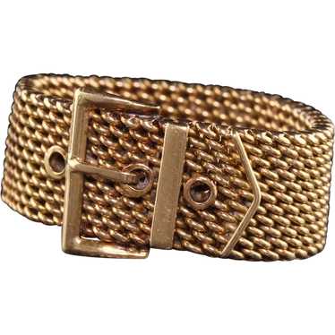 Vintage Retro 18K Yellow Gold Mesh Flexible Buckle