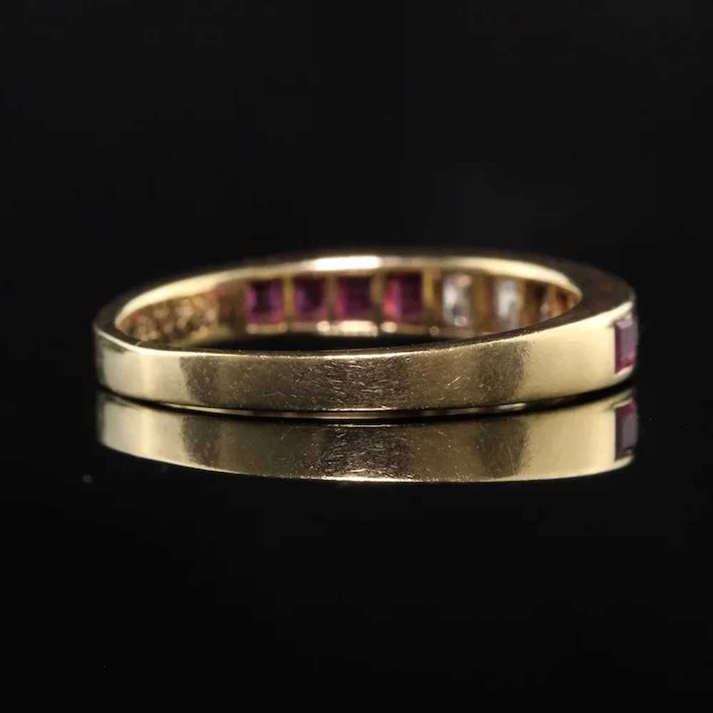 Vintage Retro 14K Yellow Gold Ruby and Carre Cut … - image 4