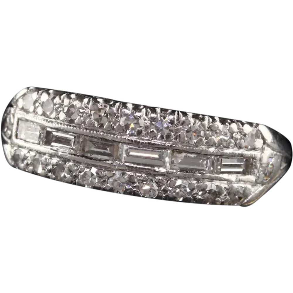 Antique Art Deco Platinum Baguette and Single Cut… - image 1