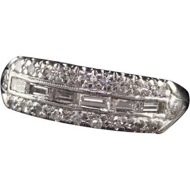 Antique Art Deco Platinum Baguette and Single Cut… - image 1