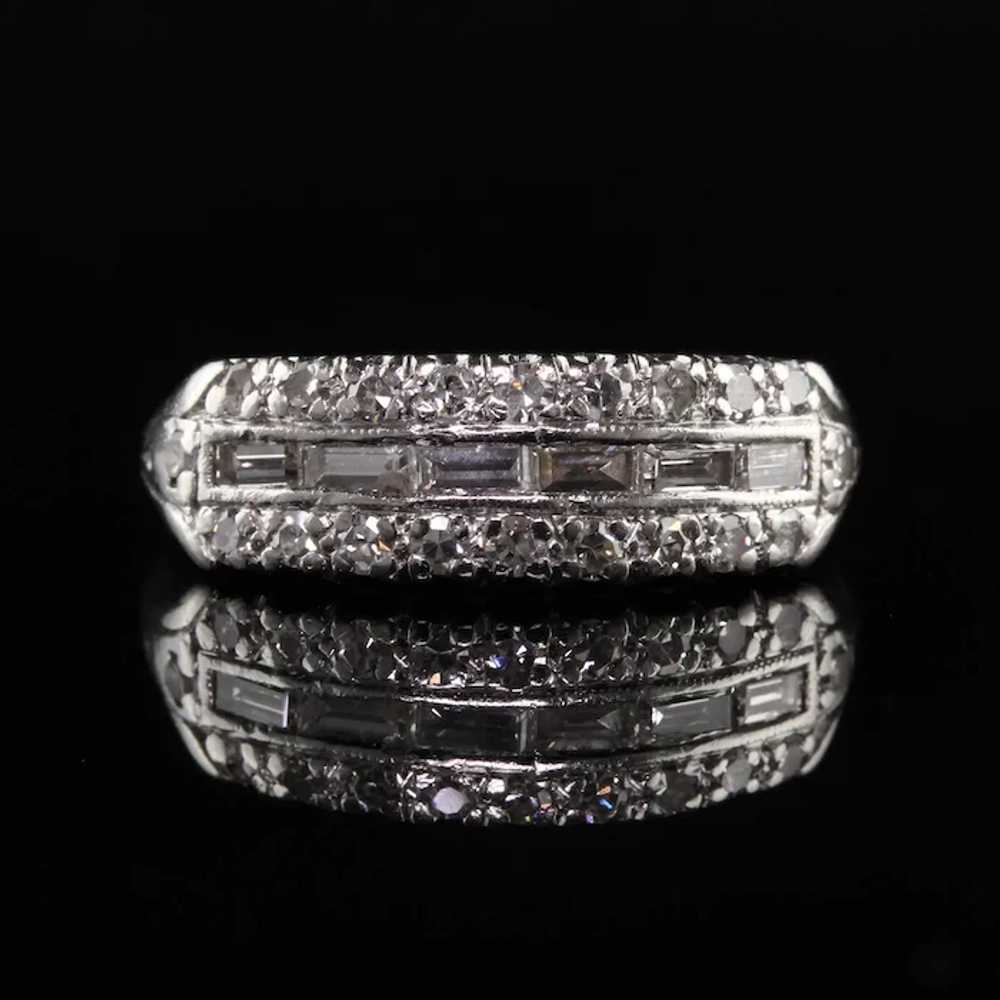 Antique Art Deco Platinum Baguette and Single Cut… - image 3