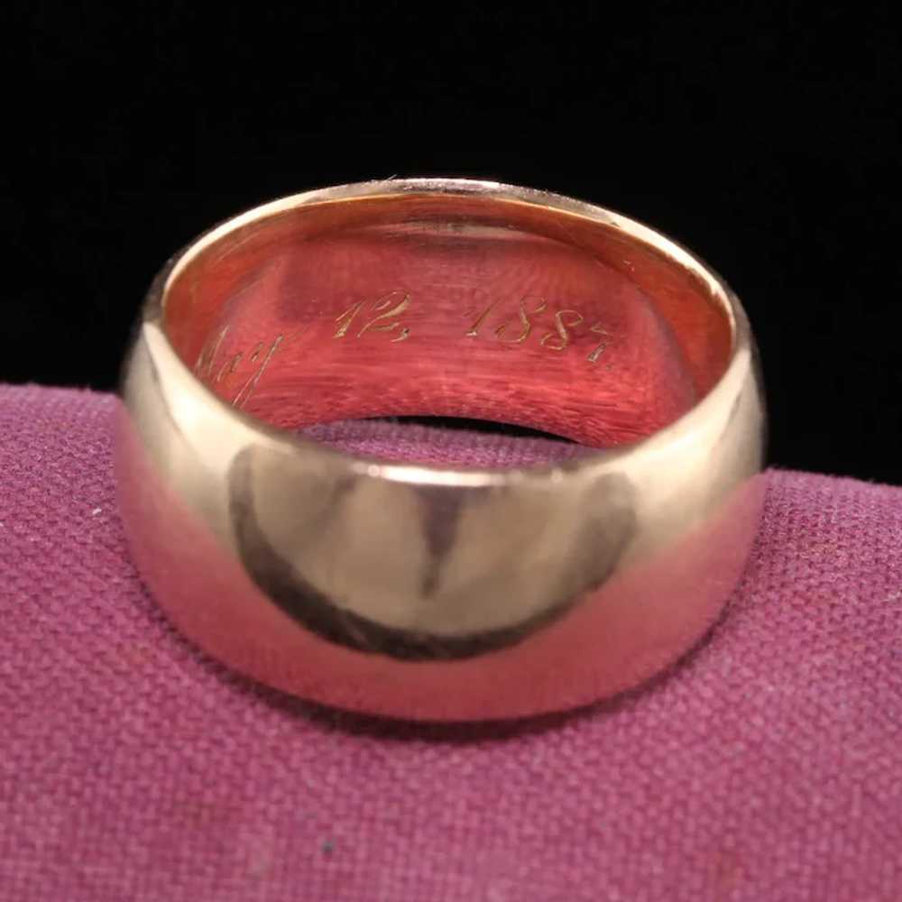 Antique Victorian 14K Rose Gold Wide Engraved Wed… - image 3