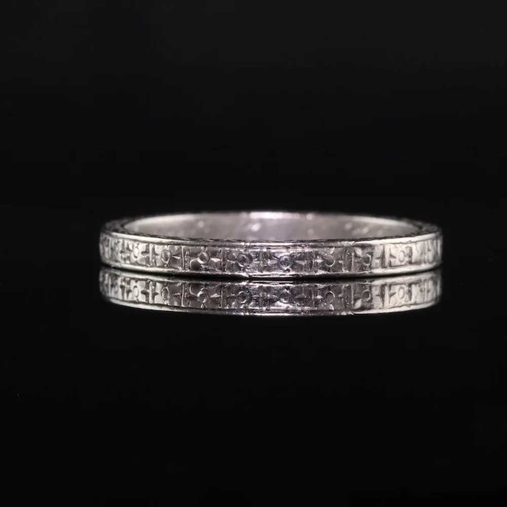 Antique Art Deco Platinum Engraved Classic Weddin… - image 3