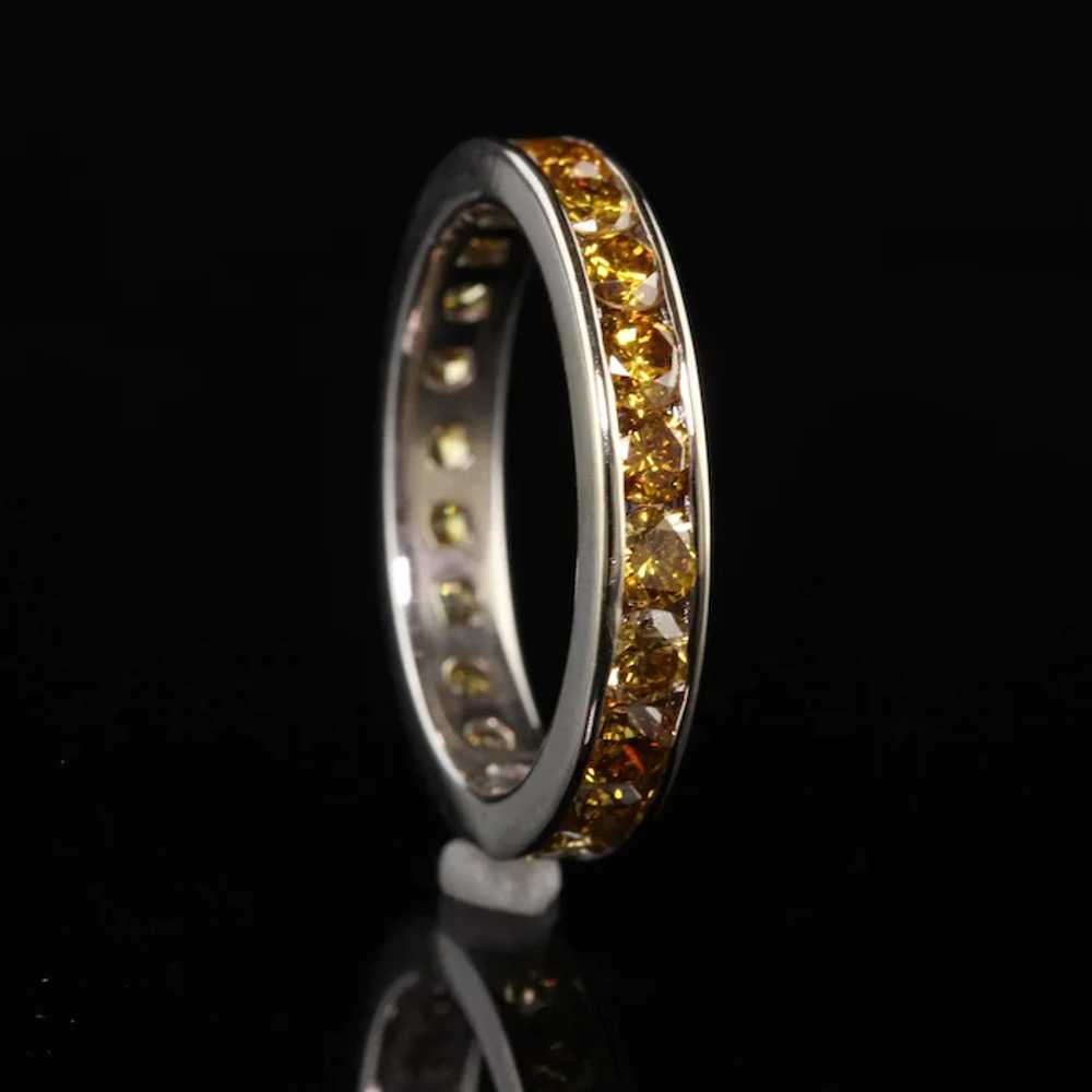 Vintage Estate 14K White Gold Round Yellow Sapphi… - image 4