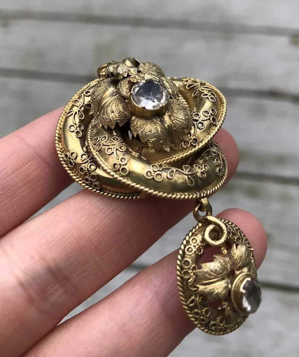 Victorian Etruscan Revival 14K Gold and Quartz Lo… - image 10
