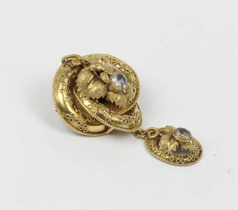 Victorian Etruscan Revival 14K Gold and Quartz Lo… - image 2