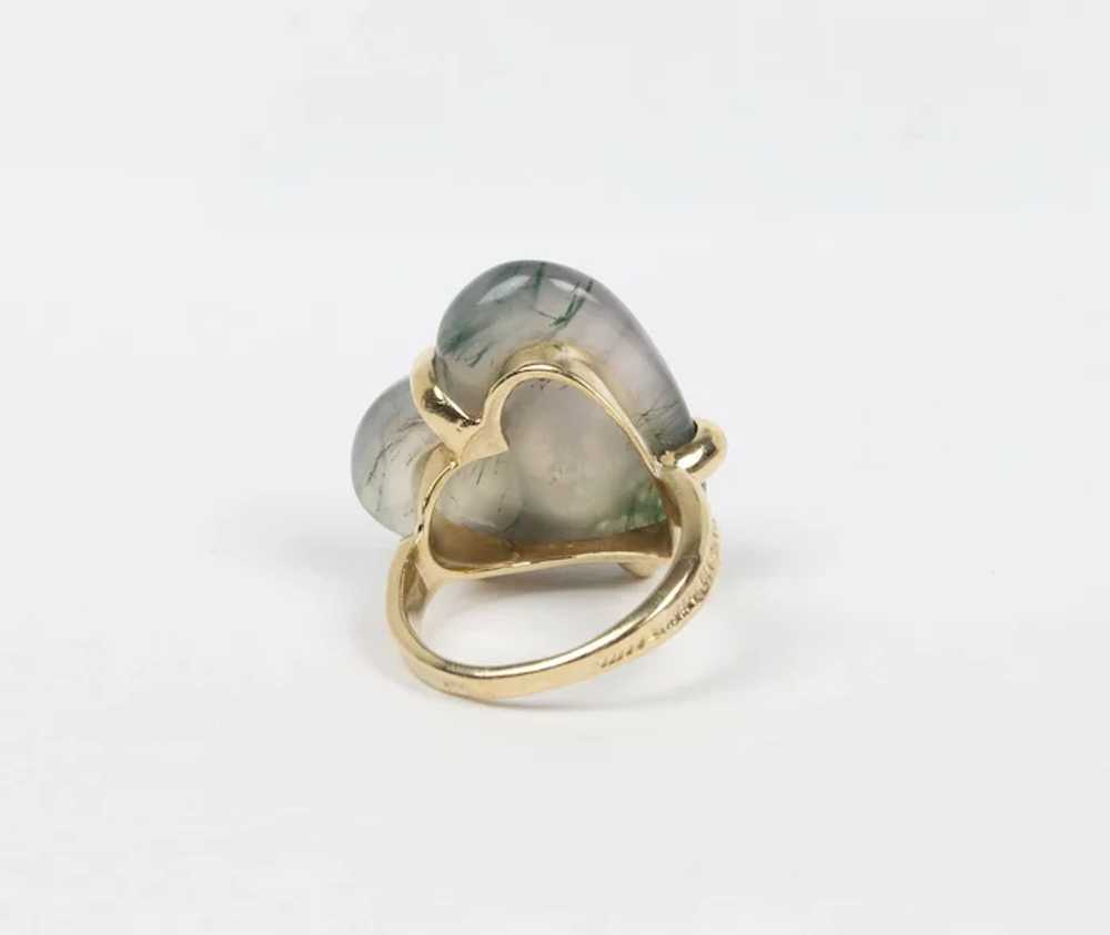 Natural Agate Arrow Heart 14K Gold Statement Ring - image 4