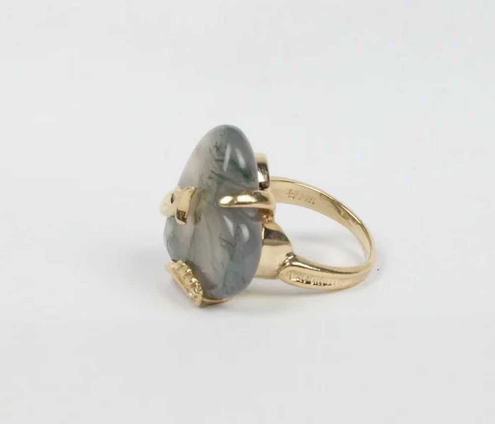 Natural Agate Arrow Heart 14K Gold Statement Ring - image 7