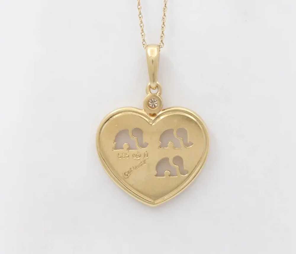 Vintage 14K Gold and Diamond Heart and Elephant C… - image 4