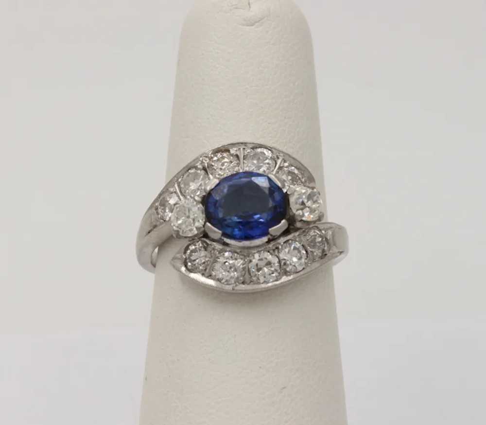 Vintage Platinum 1.6 Carat Sapphire and 1.7 Carat… - image 2