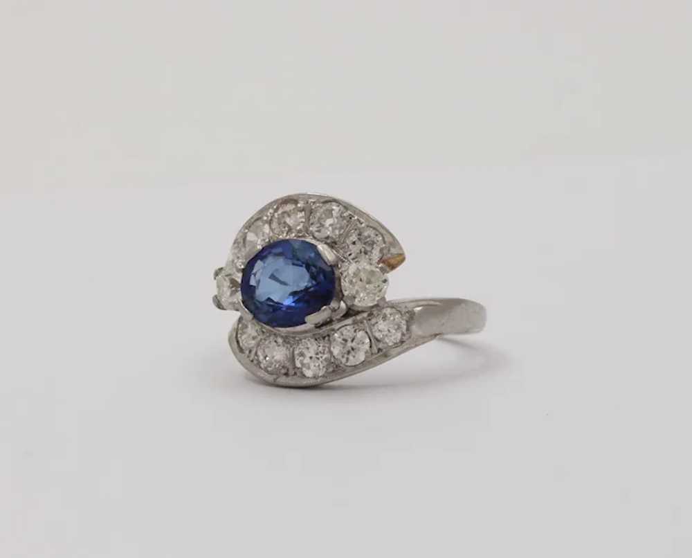 Vintage Platinum 1.6 Carat Sapphire and 1.7 Carat… - image 4