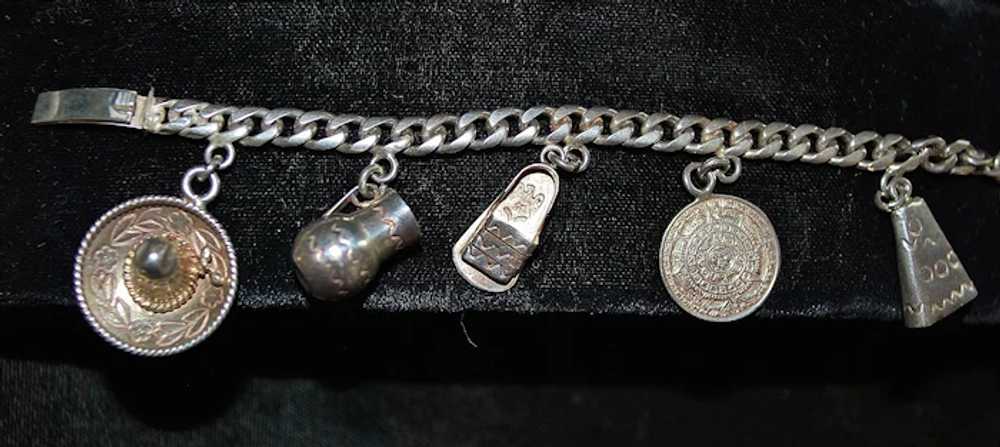 Mexican Sterling Silver Charm Bracelet - image 3