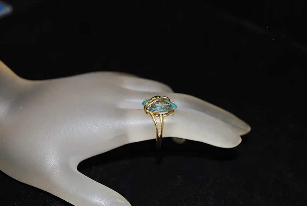 18K  Aquamarine Ring - image 5