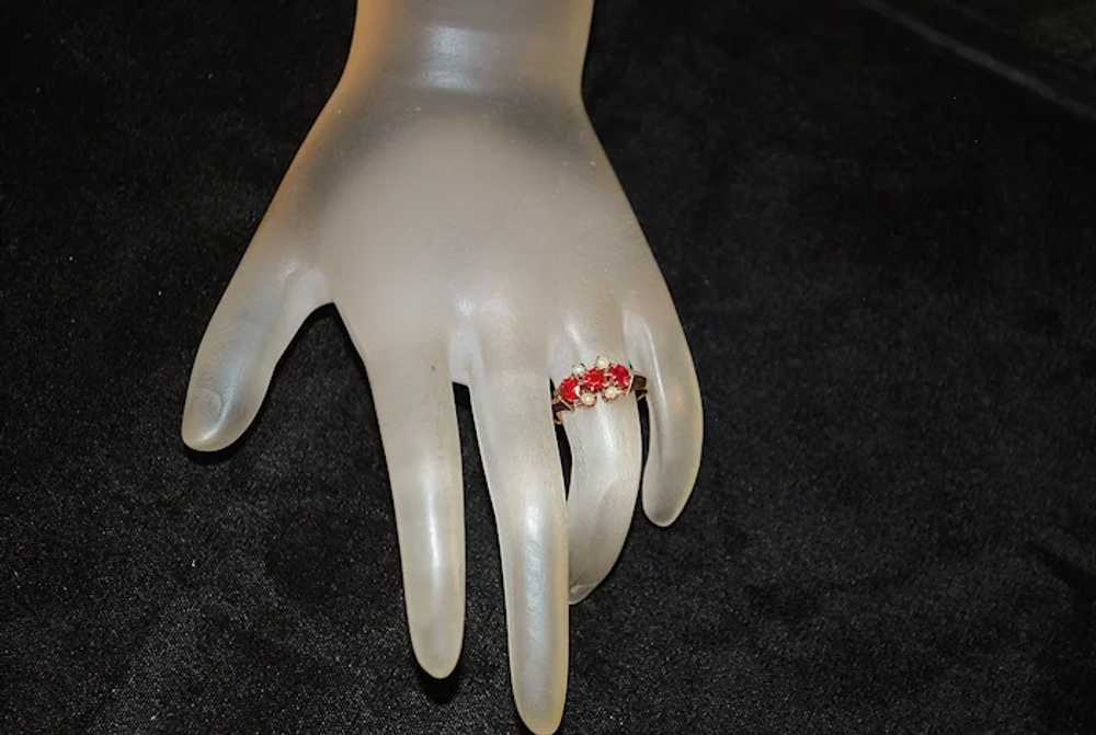 14K r/g Victorian Ruby and Pearl Ring - image 2