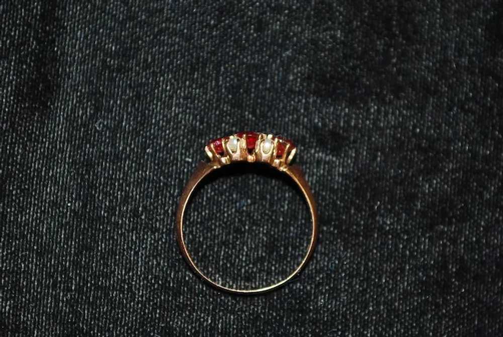 14K r/g Victorian Ruby and Pearl Ring - image 5