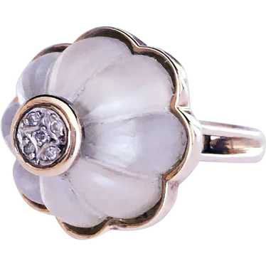 Vintage Retro Rock Crystal Quartz Diamond Flower … - image 1