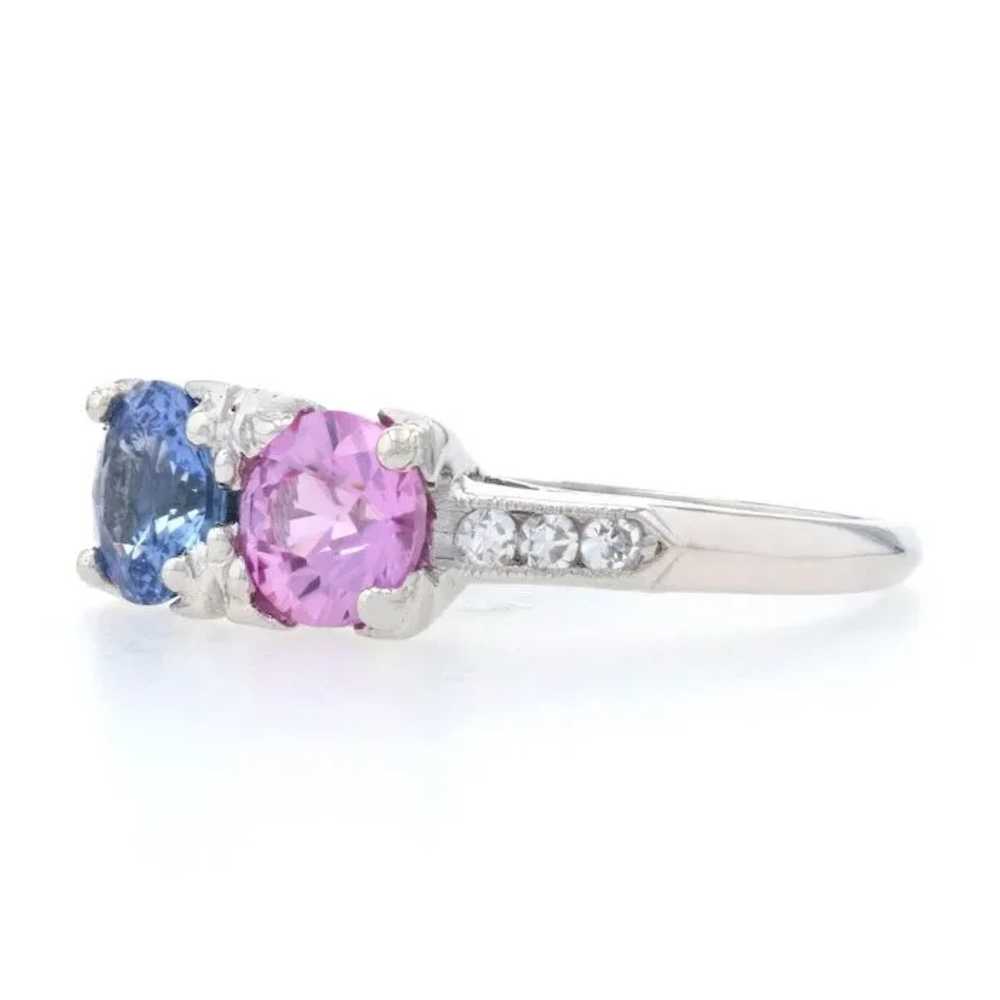 Platinum Sapphire Diamond Art Deco Ring Round 1.8… - image 3