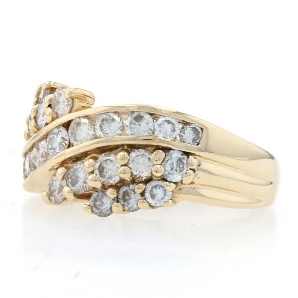 Yellow Gold Diamond Cluster Cocktail Bypass Band … - image 3