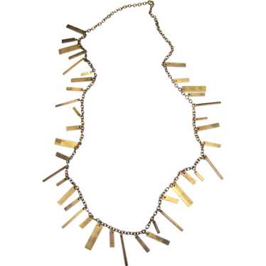 Solid Brass Modernist 28" Fringe Necklace