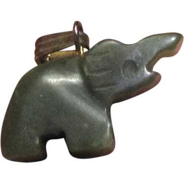 Nephrite Jade Carved Elephant Charm
