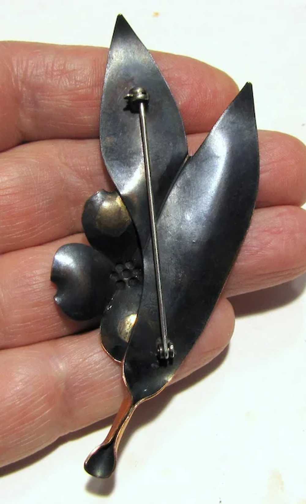 Stuart Nye Hand Wrought Copper Dogwood Pin - image 2