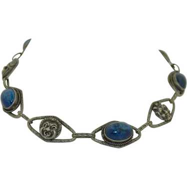 Signed Peruzzi Lapis and Sterling Silver Necklace