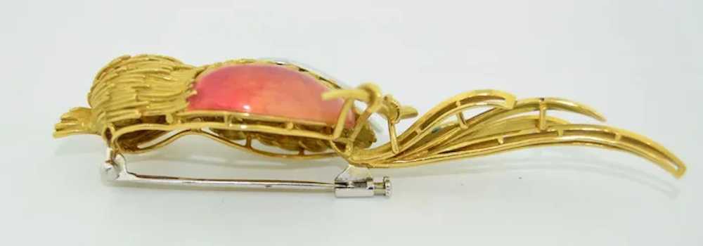 Very Large 18K Gold Enamel Diamond & Ruby Phoenix… - image 7