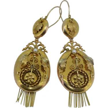 Victorian 14K Pearl Fringe Day & Night Earrings - image 1