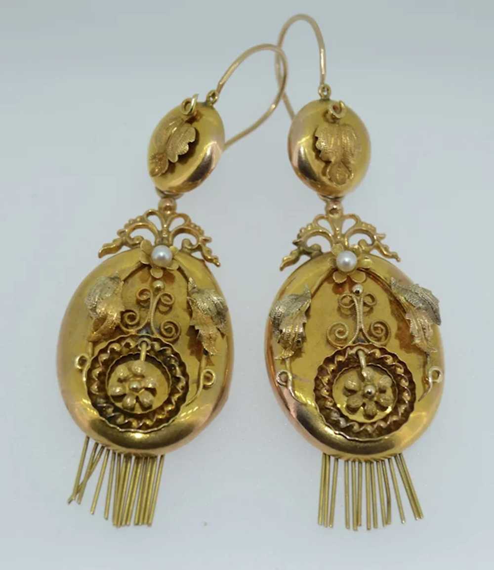 Victorian 14K Pearl Fringe Day & Night Earrings - image 7