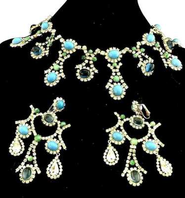 JOMAZ Opulent "Jeweled" Bib Dangle Necklace & Chan