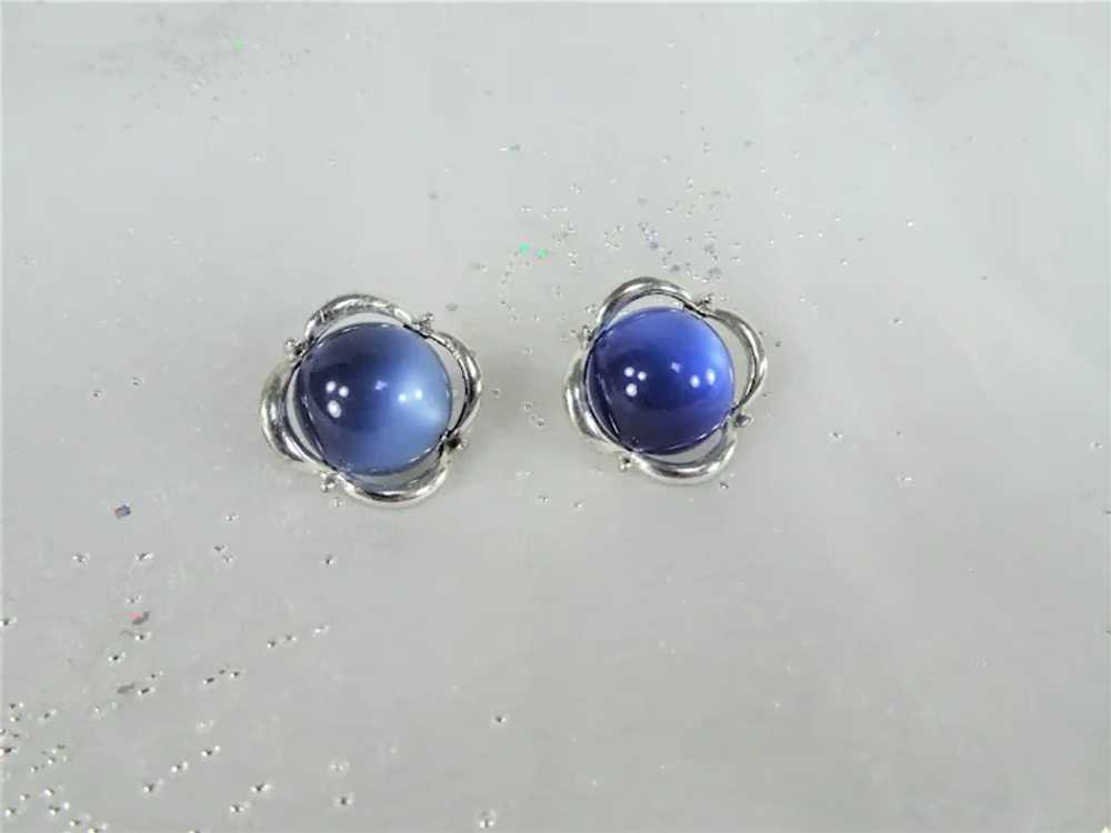 LOVELY Vintage Coro Earrings, Lush Blue Moonglow … - image 3