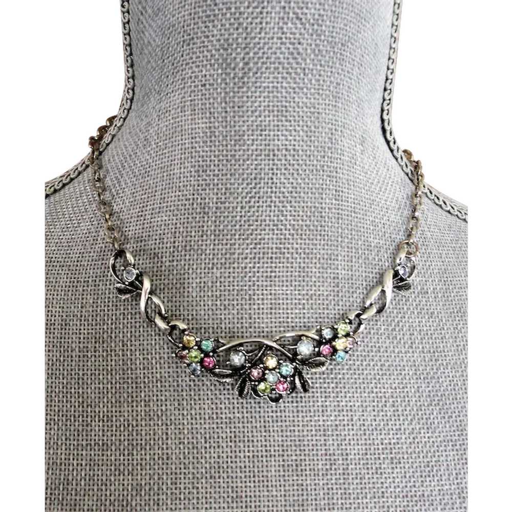 GORGEOUS Mid-Century 50s Silver Tone Necklace,Pin… - image 1