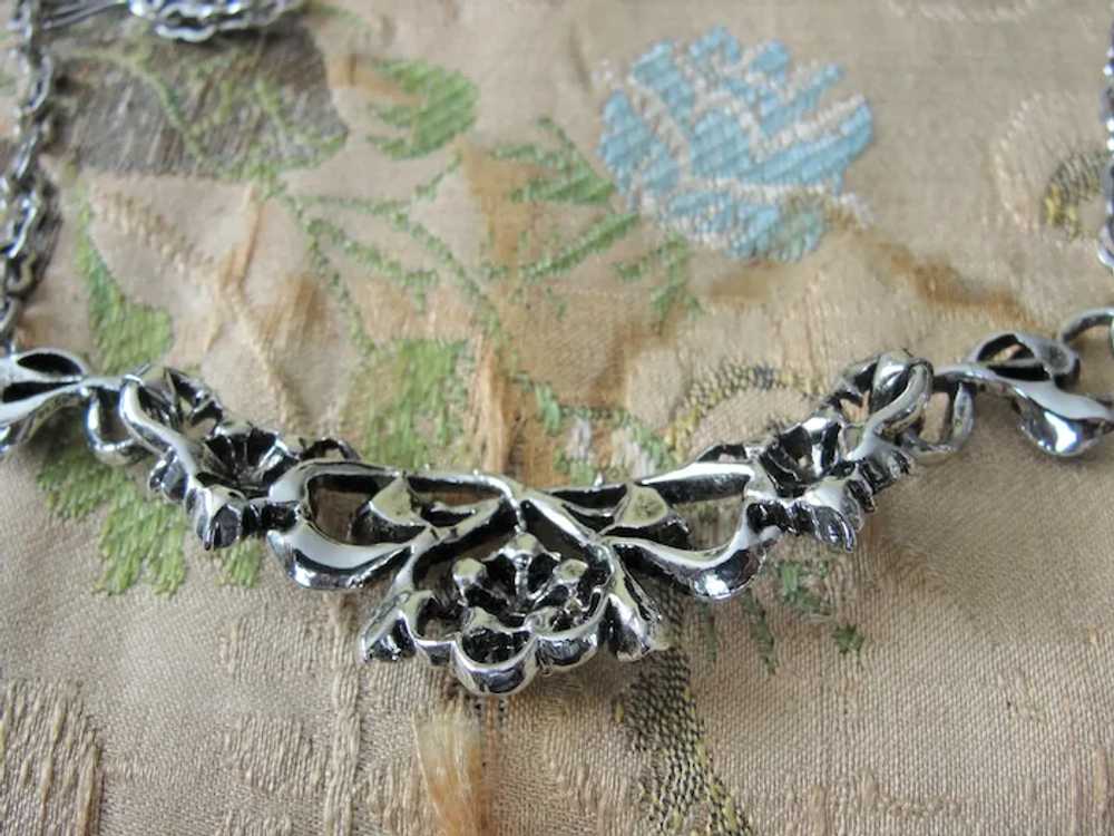 GORGEOUS Mid-Century 50s Silver Tone Necklace,Pin… - image 7