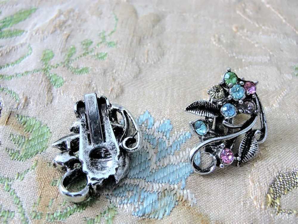 GORGEOUS Mid-Century 50s Silver Tone Earrings,Pin… - image 3