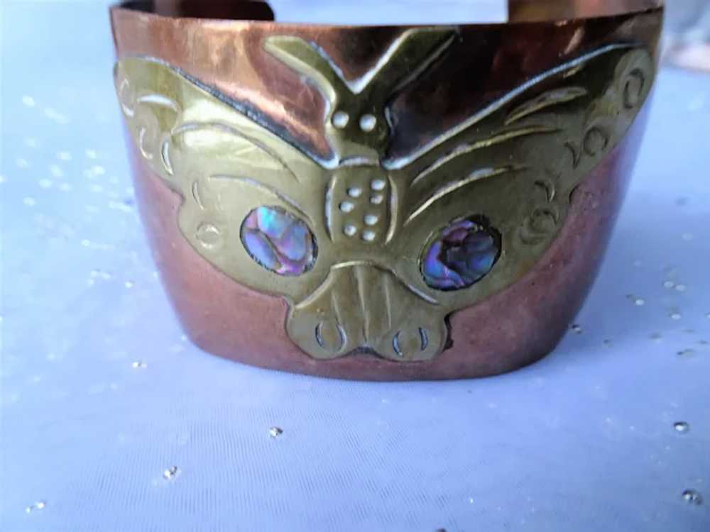 FABULOUS Vintage COPPER Mexican Cuff Bracelet,But… - image 2