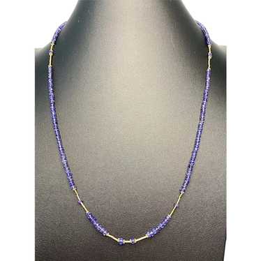 Faceted Tanzanite and 14k Gold necklace