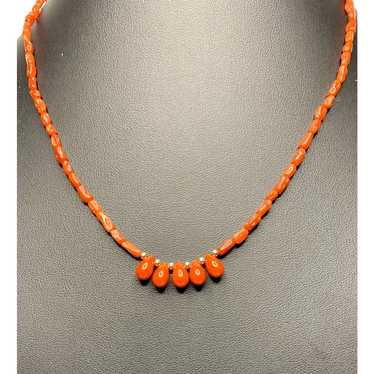 Genuine Coral and 14k Gold Necklace - image 1