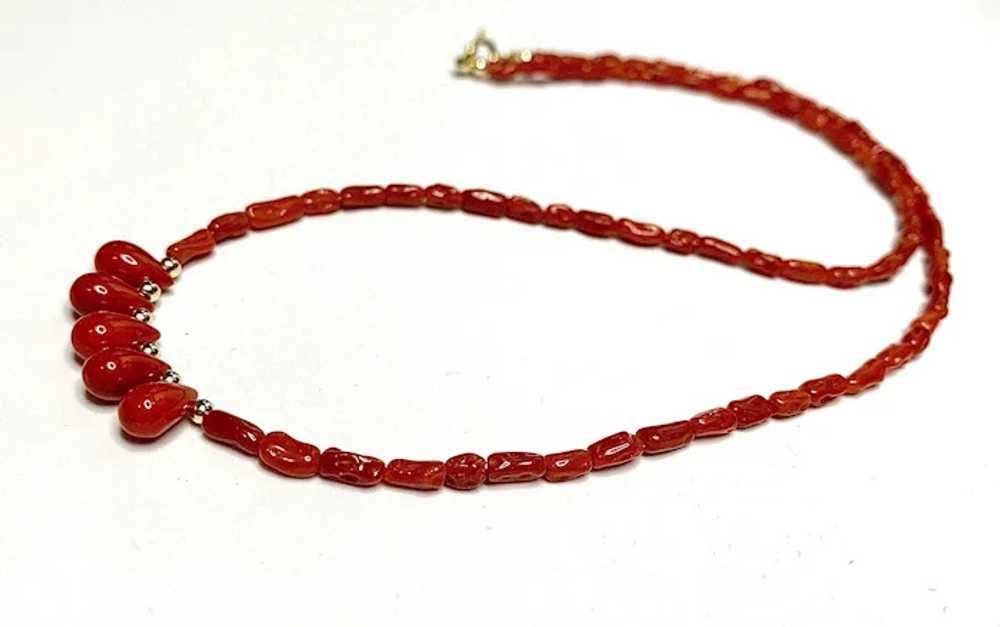 Genuine Coral and 14k Gold Necklace - image 4