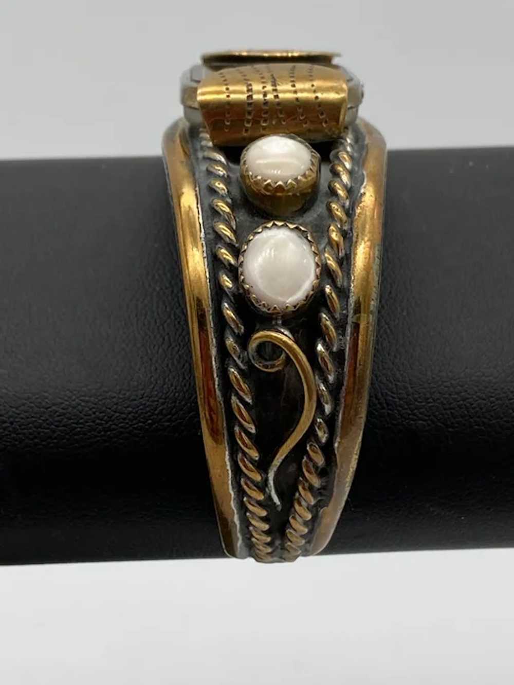 Navajo / Native American Mother of Pearl, Brass a… - image 3