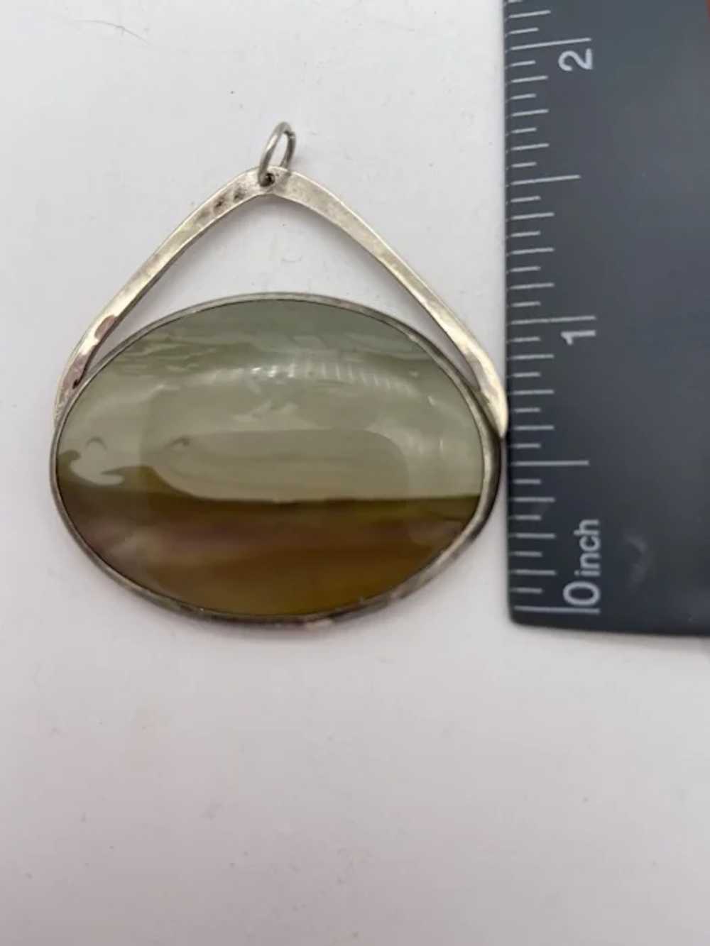 Large Sterling Silver Oval Apatite Stone Pendant … - image 6