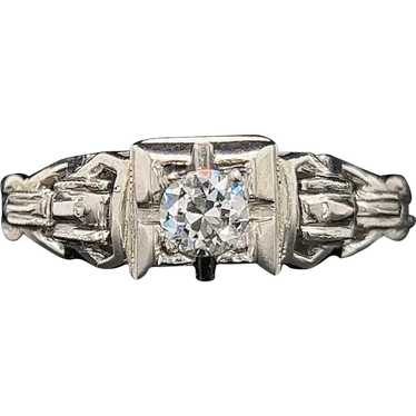 Art Deco .18ct. Diamond & 18K White Gold Antique E