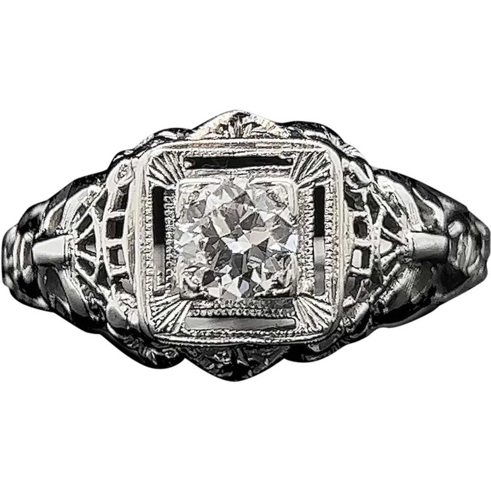 Edwardian .33ct. Diamond Antique Engagement - Fas… - image 1