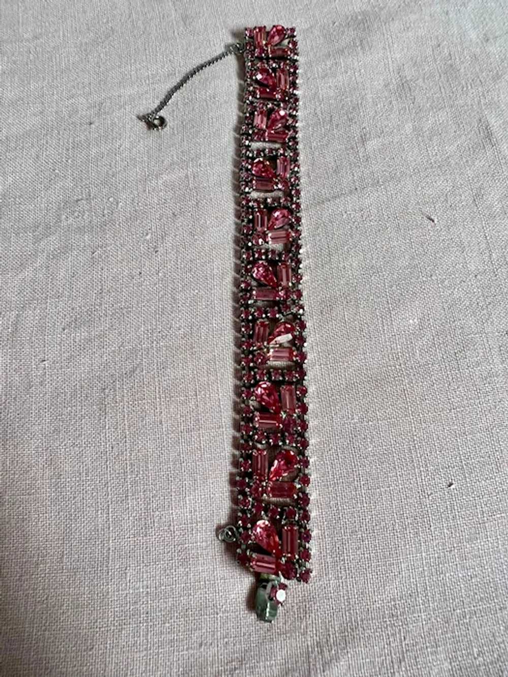 Beautiful Vintage Glitzy Pink Rhinestone Bracelet - image 2