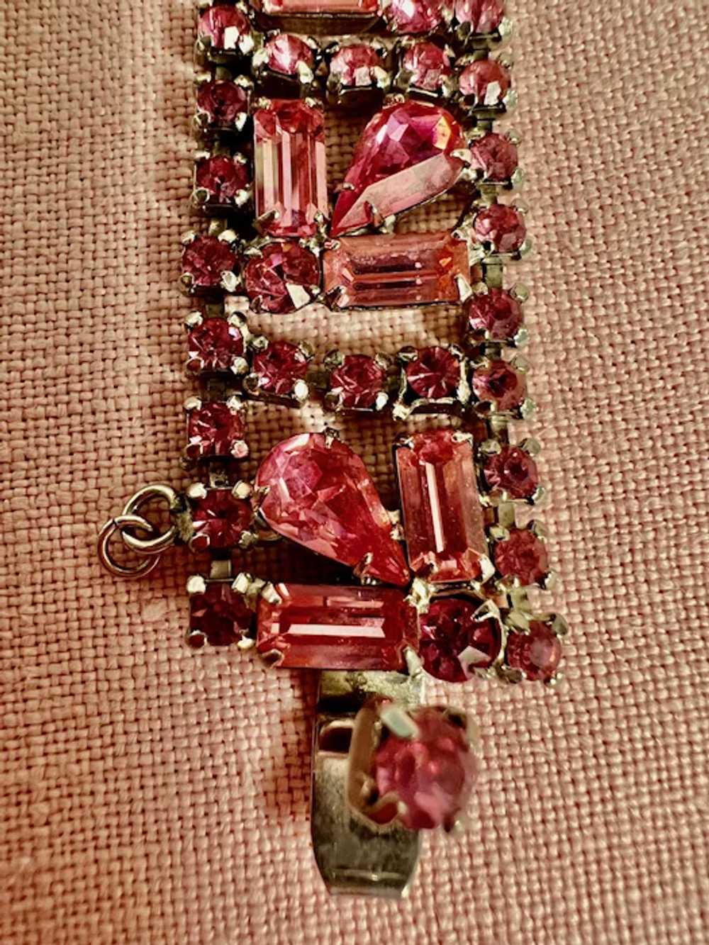 Beautiful Vintage Glitzy Pink Rhinestone Bracelet - image 3